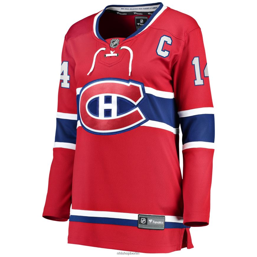 Frauen NHL Abtrünniges Spielertrikot der Montreal Canadiens mit Nick Suzuki Fanatics-Logo auf rotem Heimkapitän-Aufnäher Kleidung BF680T839