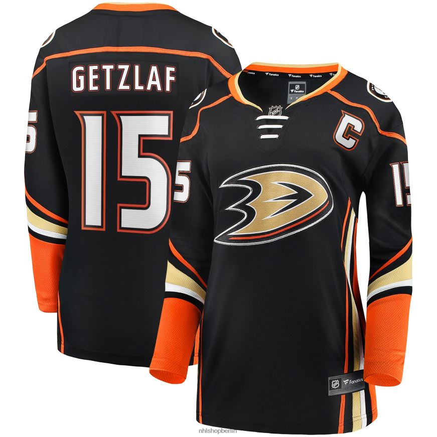 Frauen NHL Anaheim Ducks Ryan Getzlaf Fanatics-gebrandetes schwarzes Breakaway-Spielertrikot 2019/20 Kleidung BF680T1263