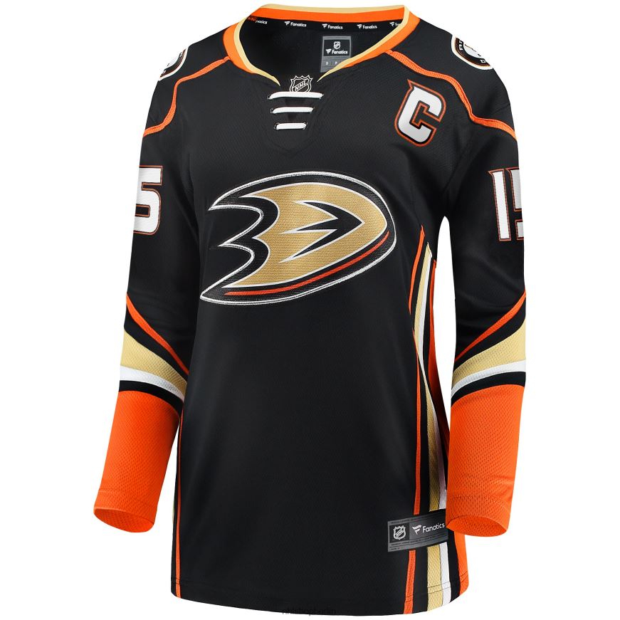 Frauen NHL Anaheim Ducks Ryan Getzlaf Fanatics-gebrandetes schwarzes Breakaway-Spielertrikot 2019/20 Kleidung BF680T1263