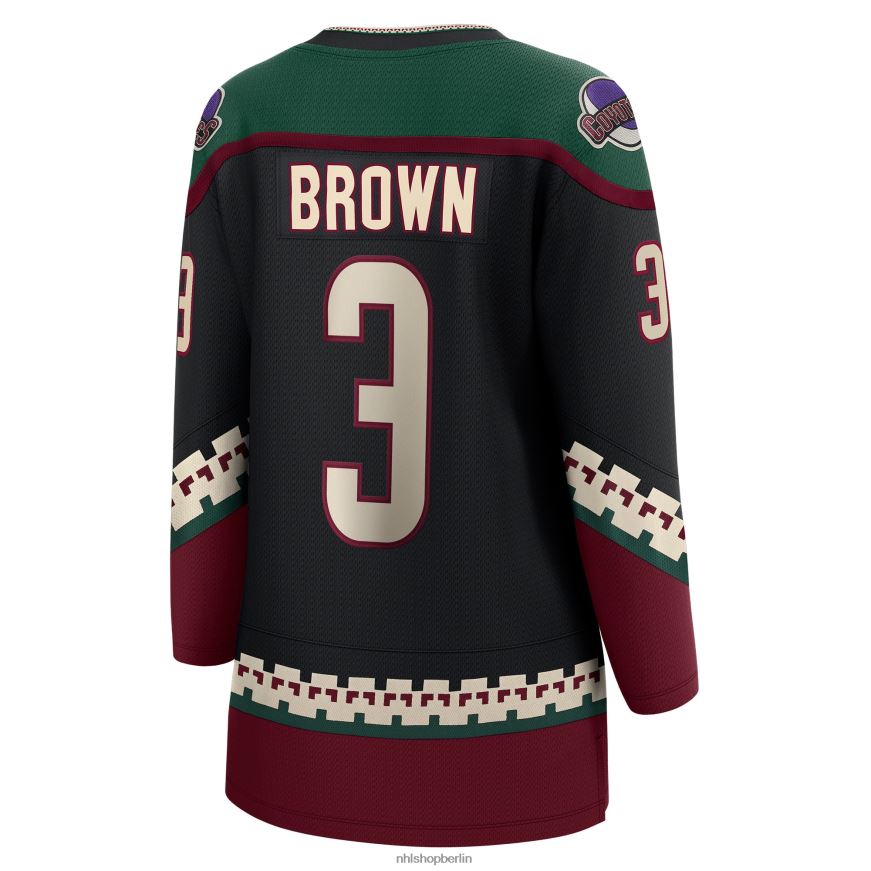 Frauen NHL Arizona Coyotes Josh Brown Fanatics-gebrandetes schwarzes Heim-Ausreißer-Spielertrikot Kleidung BF680T2115