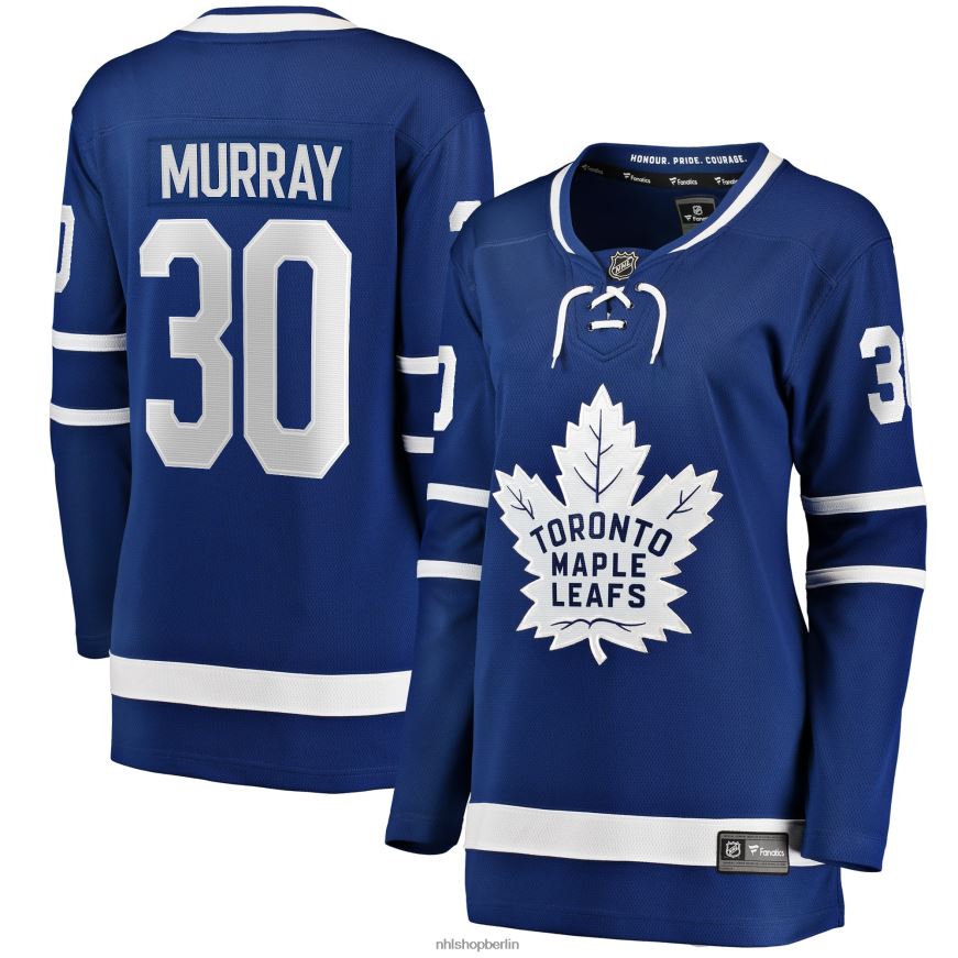 Frauen NHL Blaues Abtrünnigen-Heimtrikot der Toronto Maple Leafs mit Matt-Murray-Fanatiker-Logo Kleidung BF680T2075