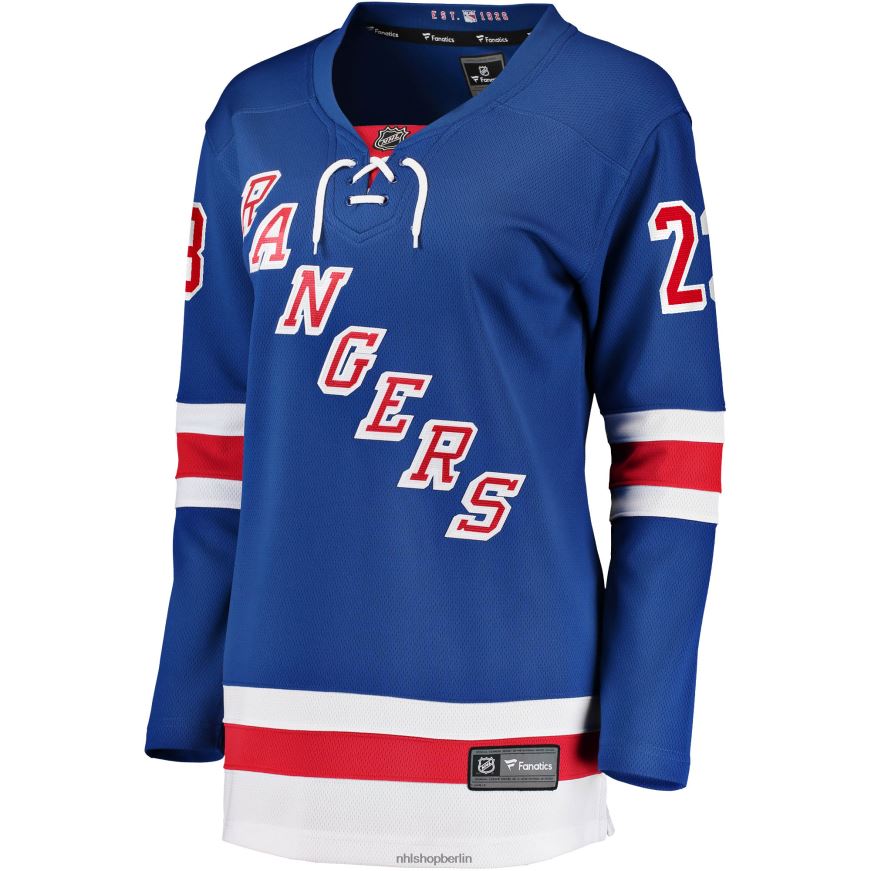 Frauen NHL Blaues Breakaway-Heimtrikot 2017/18 der New York Rangers mit Adam Fox Fanatics-Logo Kleidung BF680T503