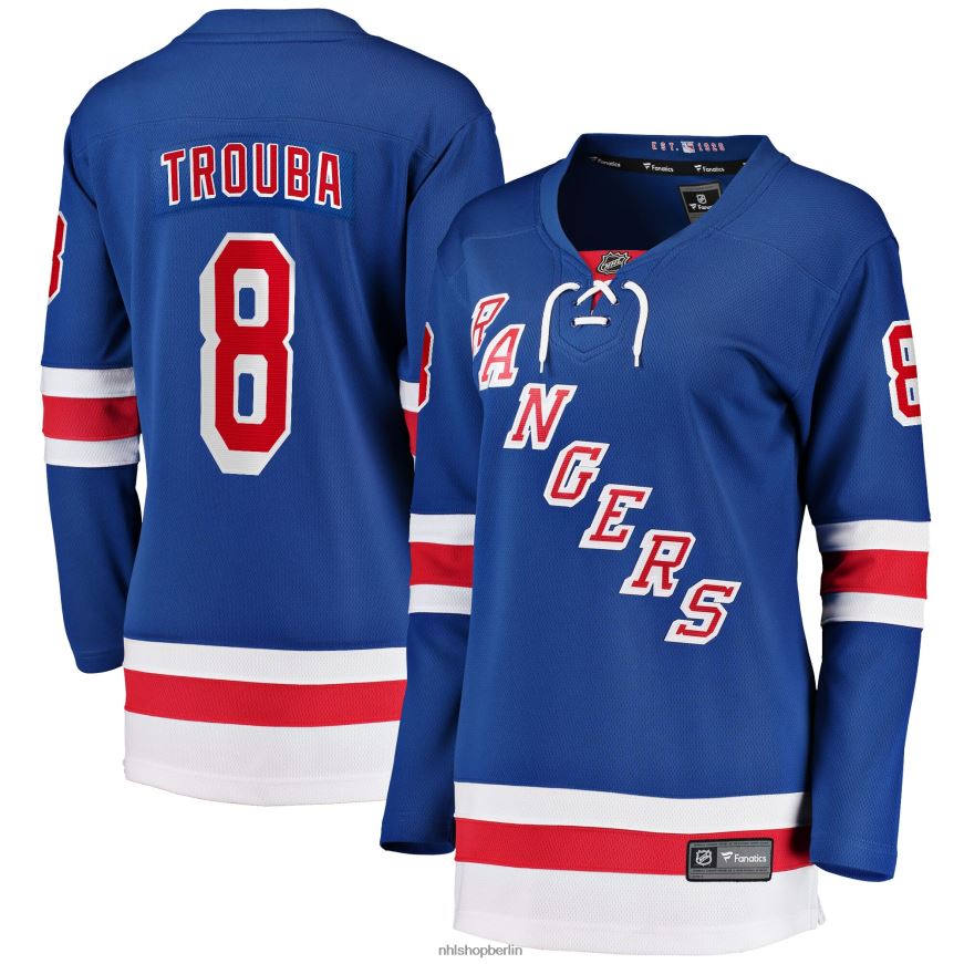 Frauen NHL Blaues Breakaway-Heimtrikot der New York Rangers mit Fanatics-Logo der Jacob Trouba Kleidung BF680T1046