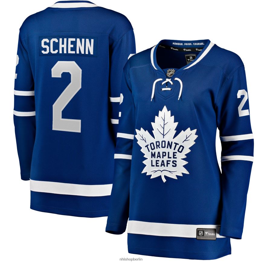 Frauen NHL Blaues Breakaway-Heimtrikot der Toronto Maple Leafs mit Luke Schenn Fanatics-Logo Kleidung BF680T1660