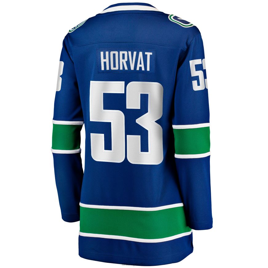 Frauen NHL Blaues Breakaway-Heimtrikot der Vancouver Canucks mit Bo-Horvat-Fanatiker-Logo Kleidung BF680T2136