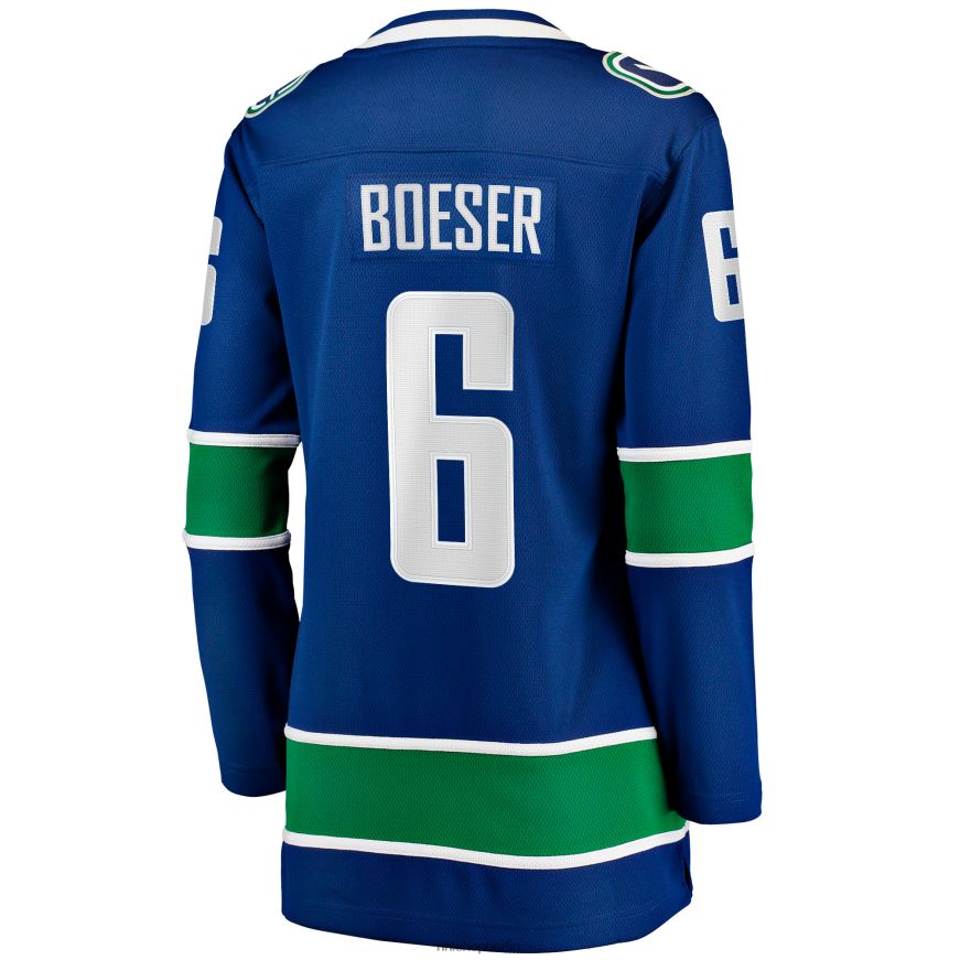 Frauen NHL Blaues Breakaway-Heimtrikot der Vancouver Canucks mit Brock Boeser Fanatics-Logo Kleidung BF680T2144