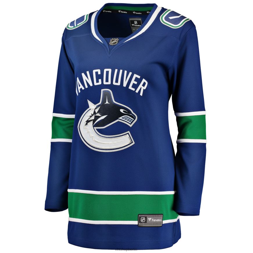 Frauen NHL Blaues Breakaway-Heimtrikot der Vancouver Canucks mit Fanatics-Logo Kleidung BF680T1377