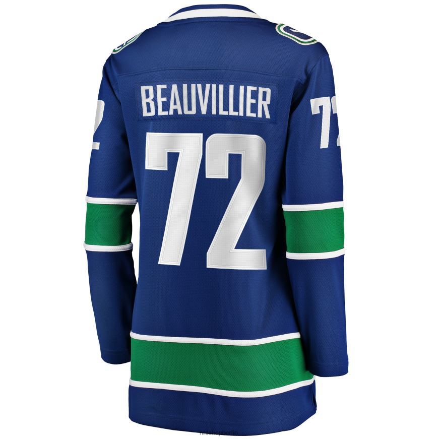 Frauen NHL Blaues Breakaway-Heimtrikot der Vancouver Canucks mit Fanatics-Logo von Anthony Beauvillier Kleidung BF680T1678