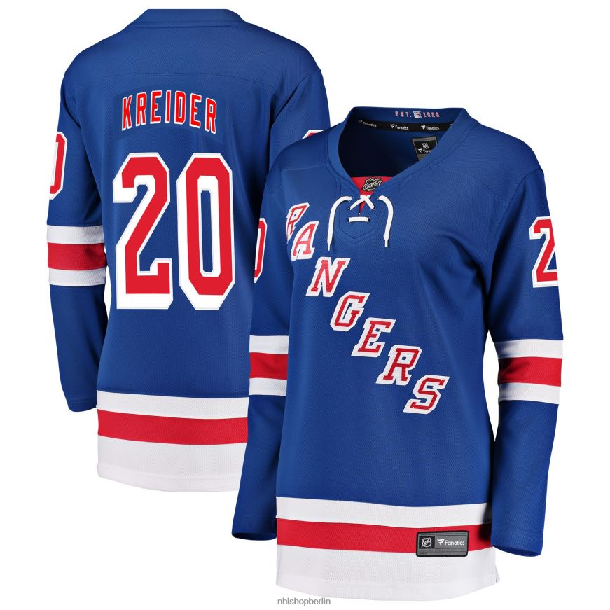 Frauen NHL Blaues Breakaway-Spielertrikot der New York Rangers mit Fanatics-Logo von Chris Kreider Kleidung BF680T533