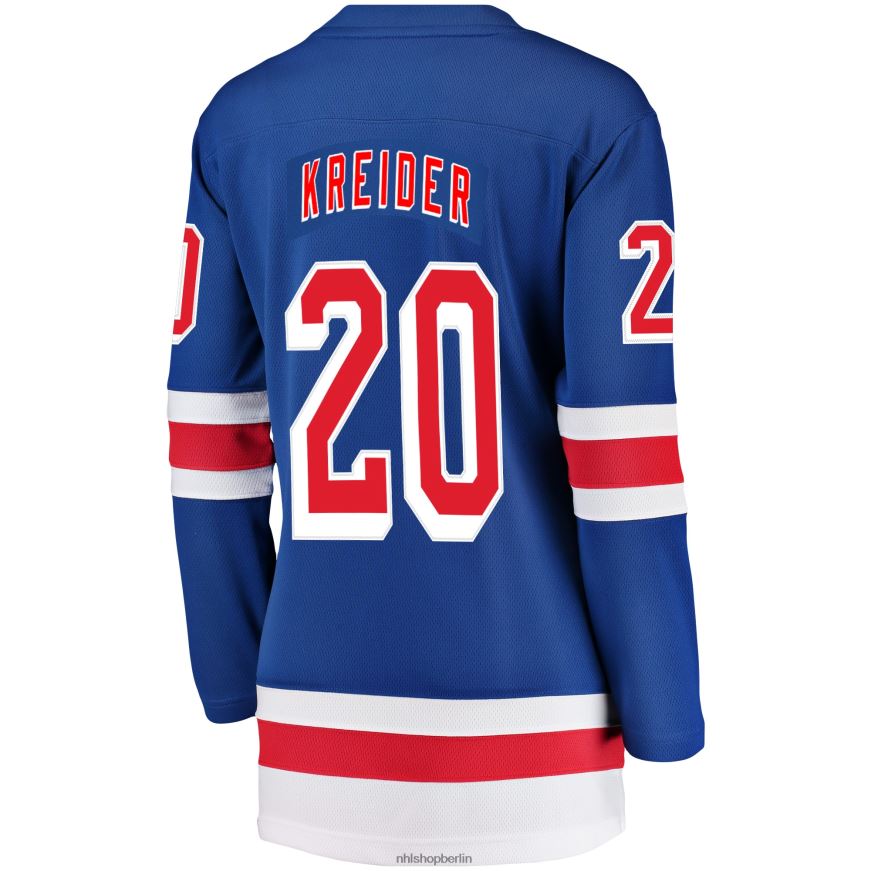 Frauen NHL Blaues Breakaway-Spielertrikot der New York Rangers mit Fanatics-Logo von Chris Kreider Kleidung BF680T533