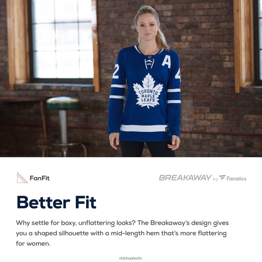 Frauen NHL Blaues Breakaway-Spielertrikot der Toronto Maple Leafs mit Fanatics-Logo von Morgan Rielly Kleidung BF680T1666