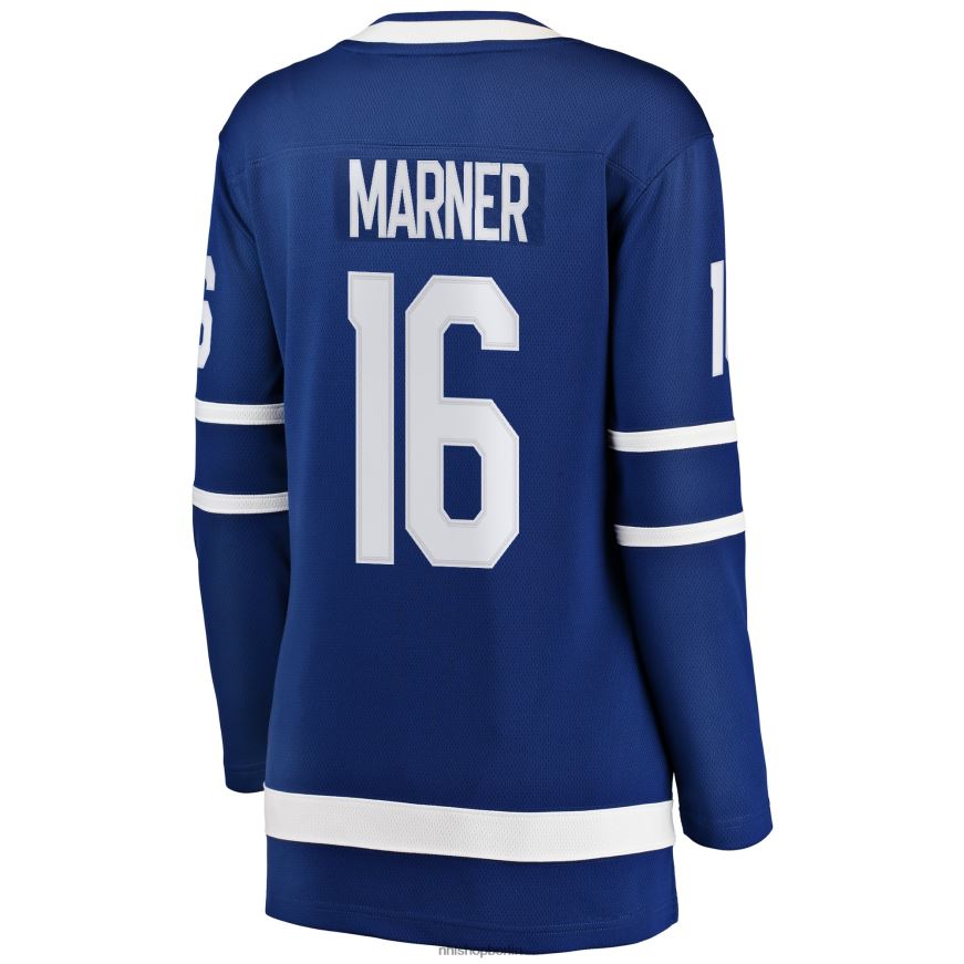 Frauen NHL Blaues Breakaway-Spielertrikot der Toronto Maple Leafs mit Mitchell Marner Fanatics-Logo Kleidung BF680T1304