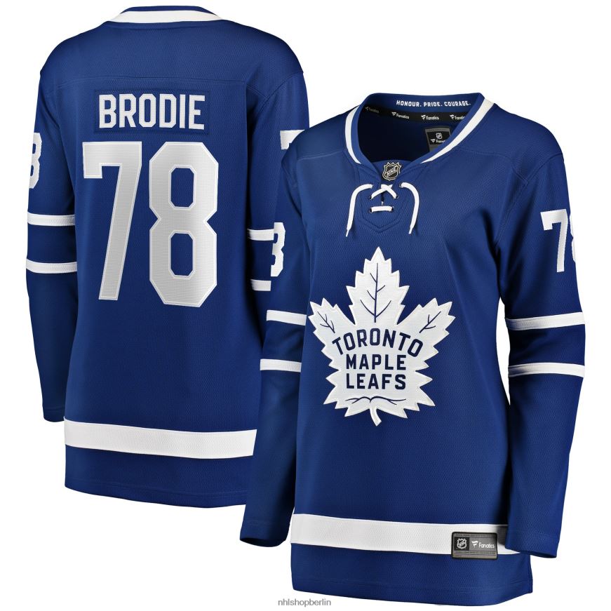 Frauen NHL Blaues Breakaway-Spielertrikot der Toronto Maple Leafs mit TJ-Brodie-Fanatiker-Logo Kleidung BF680T2076