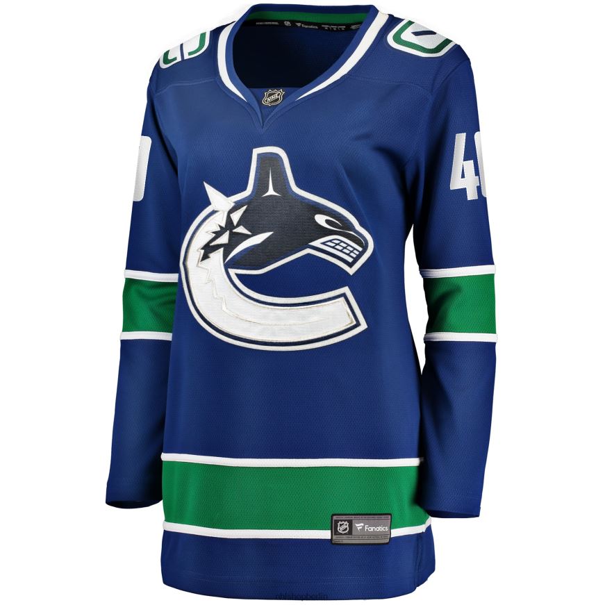 Frauen NHL Blaues Elias Pettersson Fanatics-Heimtrikot der Vancouver Canucks 2019/20 für Premier Breakaway-Spieler Kleidung BF680T1259