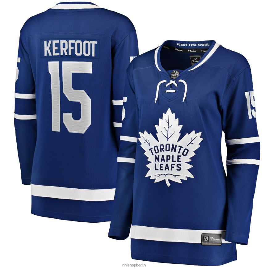 Frauen NHL Blaues Heim-Ausreißer-Spielertrikot der Toronto Maple Leafs mit Fanatics-Logo von Alexander Kerfoot Kleidung BF680T2072