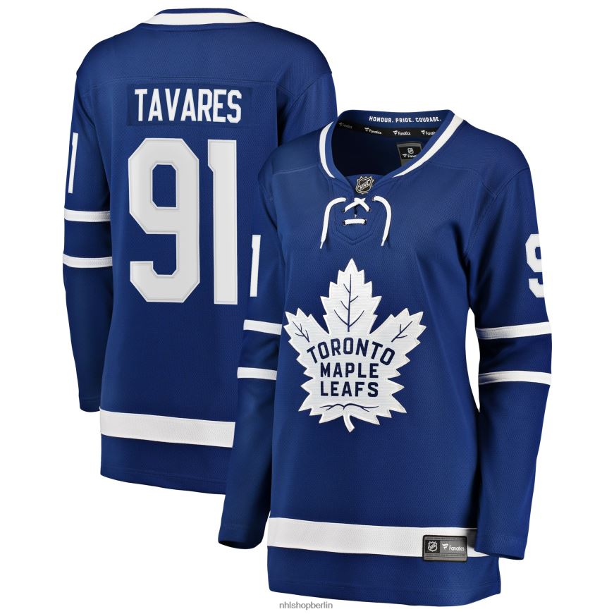 Frauen NHL Blaues Heim-Ausreißer-Spielertrikot der Toronto Maple Leafs mit Fanatics-Logo von John Tavares Kleidung BF680T1649