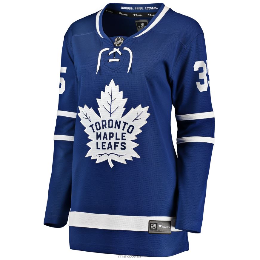 Frauen NHL Blaues Heim-Ausreißer-Spielertrikot der Toronto Maple Leafs mit Ilya Samsonov Fanatics-Logo Kleidung BF680T1792