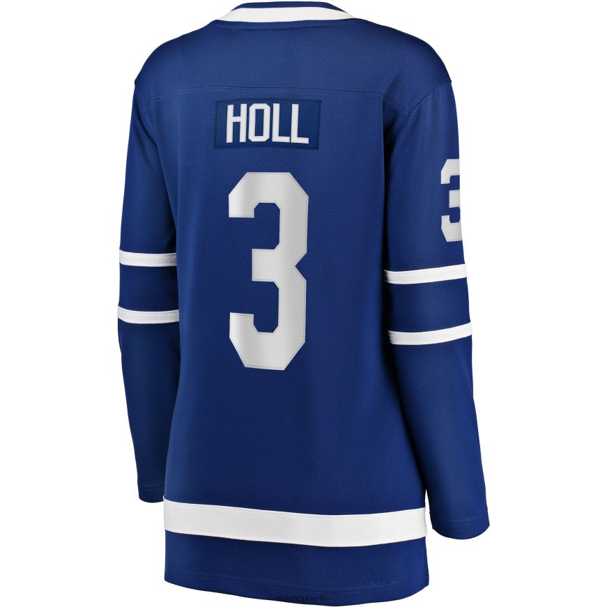 Frauen NHL Blaues Heim-Ausreißer-Spielertrikot der Toronto Maple Leafs mit Justin Holl Fanatics-Logo Kleidung BF680T2074