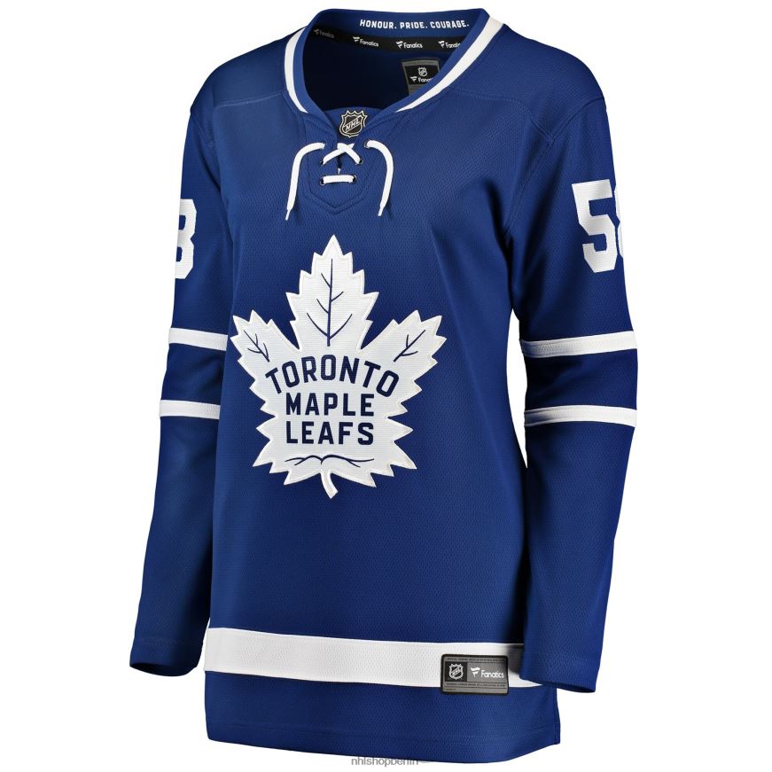 Frauen NHL Blaues Heim-Ausreißer-Spielertrikot der Toronto Maple Leafs mit Michael Bunting Fanatics-Logo Kleidung BF680T1273