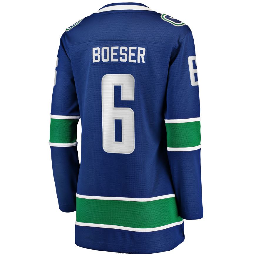 Frauen NHL Blaues Heim-Breakaway-Spielertrikot der Vancouver Canucks mit Brock-Boeser-Fanatiker-Logo Kleidung BF680T2119