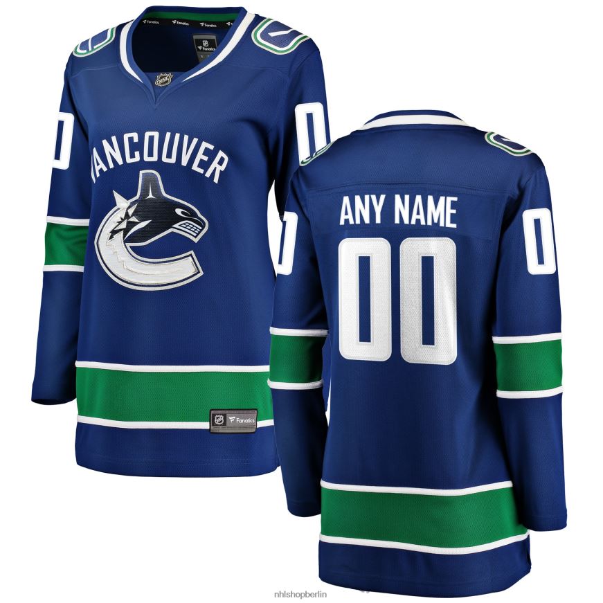 Frauen NHL Blaues Heim-Breakaway-Trikot der Vancouver Canucks mit Fanatics-Logo Kleidung BF680T1108