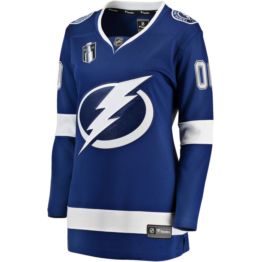 Frauen NHL Blaues Heimtrikot mit Tampa Bay Lightning Fanatics-Logo für das Stanley-Cup-Finale 2022 individuelles Breakaway-Trikot Kleidung BF680T1039