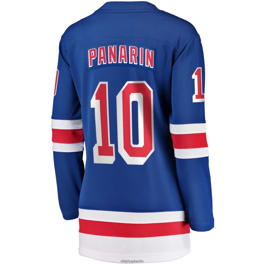 Frauen NHL Blaues Home-Breakaway-Spielertrikot der New York Rangers mit Artemi-Panarin-Fanatiker-Logo Kleidung BF680T924