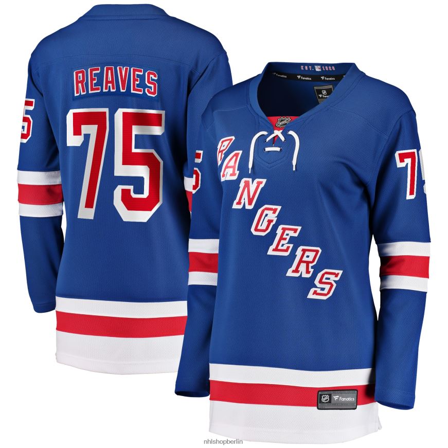 Frauen NHL Blaues Home-Breakaway-Spielertrikot der New York Rangers mit Fanatics-Logo von Ryan Reaves Kleidung BF680T2188