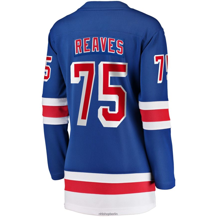 Frauen NHL Blaues Home-Breakaway-Spielertrikot der New York Rangers mit Fanatics-Logo von Ryan Reaves Kleidung BF680T2188