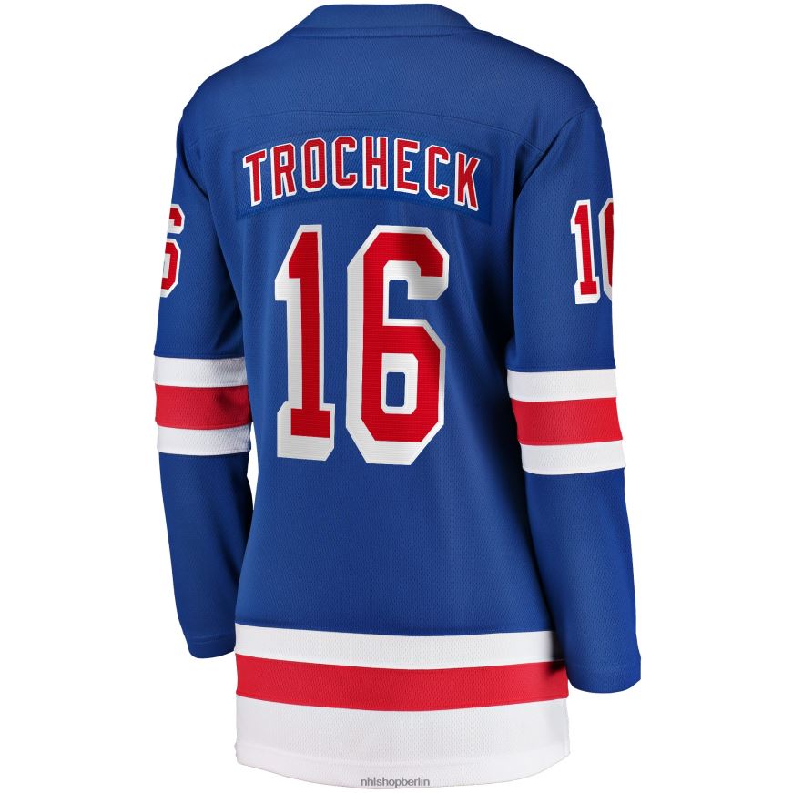 Frauen NHL Blaues Home-Breakaway-Spielertrikot der New York Rangers mit Fanatics-Logo von Vincent Trocheck Kleidung BF680T647