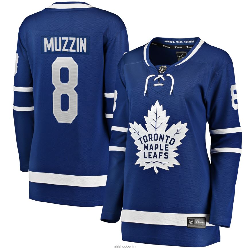 Frauen NHL Blaues Home-Breakaway-Spielertrikot der Toronto Maple Leafs mit Jake Muzzin Fanatics-Logo Kleidung BF680T2073