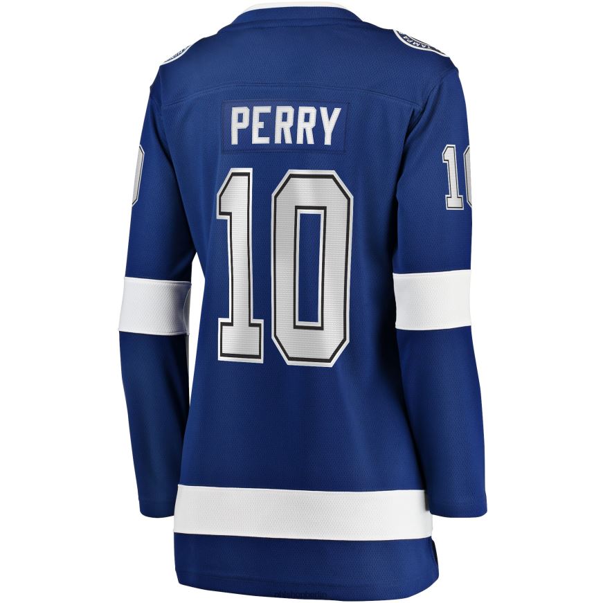 Frauen NHL Blaues Home-Breakaway-Spielertrikot mit Tampa Bay Lightning Corey Perry Fanatics-Logo Kleidung BF680T1474