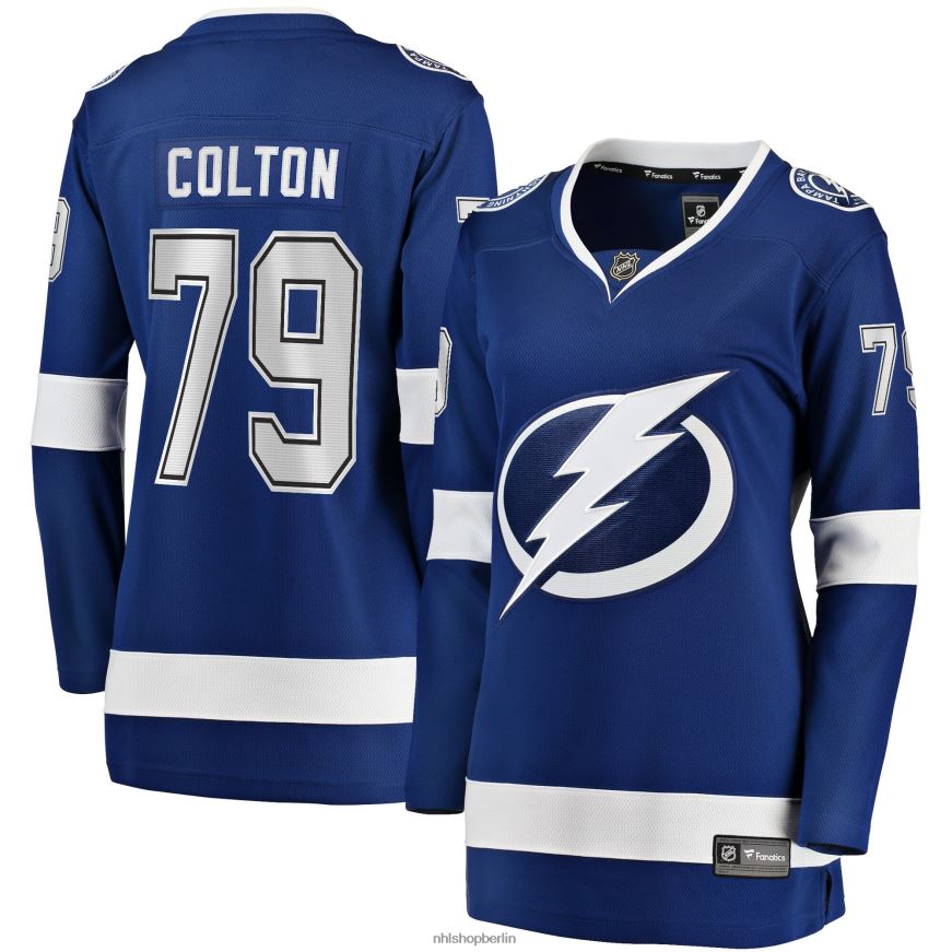 Frauen NHL Blaues Tampa Bay Lightning Ross Colton Fanatics-Heimtrikot für abtrünnige Spieler Kleidung BF680T631