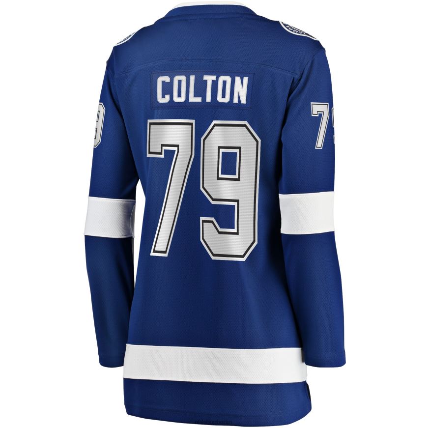 Frauen NHL Blaues Tampa Bay Lightning Ross Colton Fanatics-Heimtrikot für abtrünnige Spieler Kleidung BF680T631