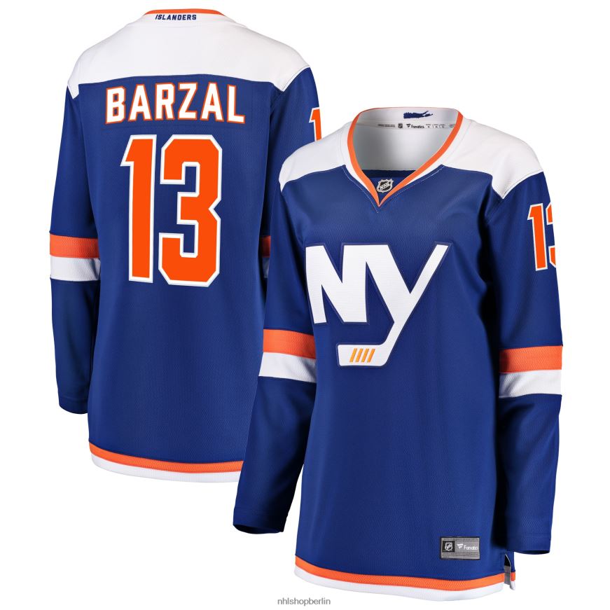 Frauen NHL Blaues alternatives Breakaway-Trikot der New York Islanders mit Mathew Barzal Fanatics-Logo Kleidung BF680T1372