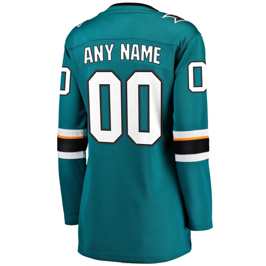 Frauen NHL Blaugrünes 2021/22 Home Breakaway-Trikot der San Jose Sharks Fanatics nach Maß Kleidung BF680T1299