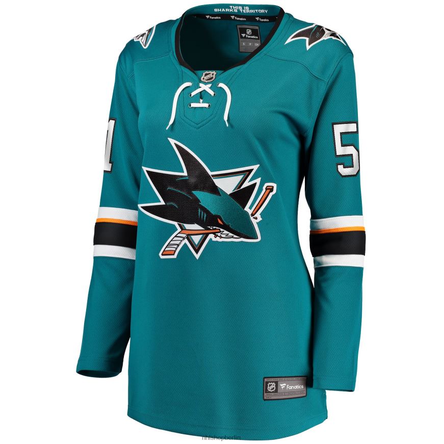 Frauen NHL Blaugrünes Abtrünnigen-Heimtrikot der San Jose Sharks von Radim Simek Fanatics Kleidung BF680T2139