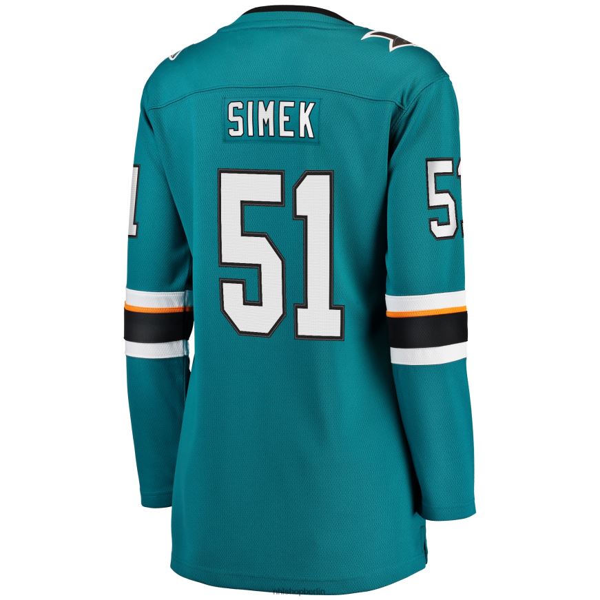 Frauen NHL Blaugrünes Abtrünnigen-Heimtrikot der San Jose Sharks von Radim Simek Fanatics Kleidung BF680T2139