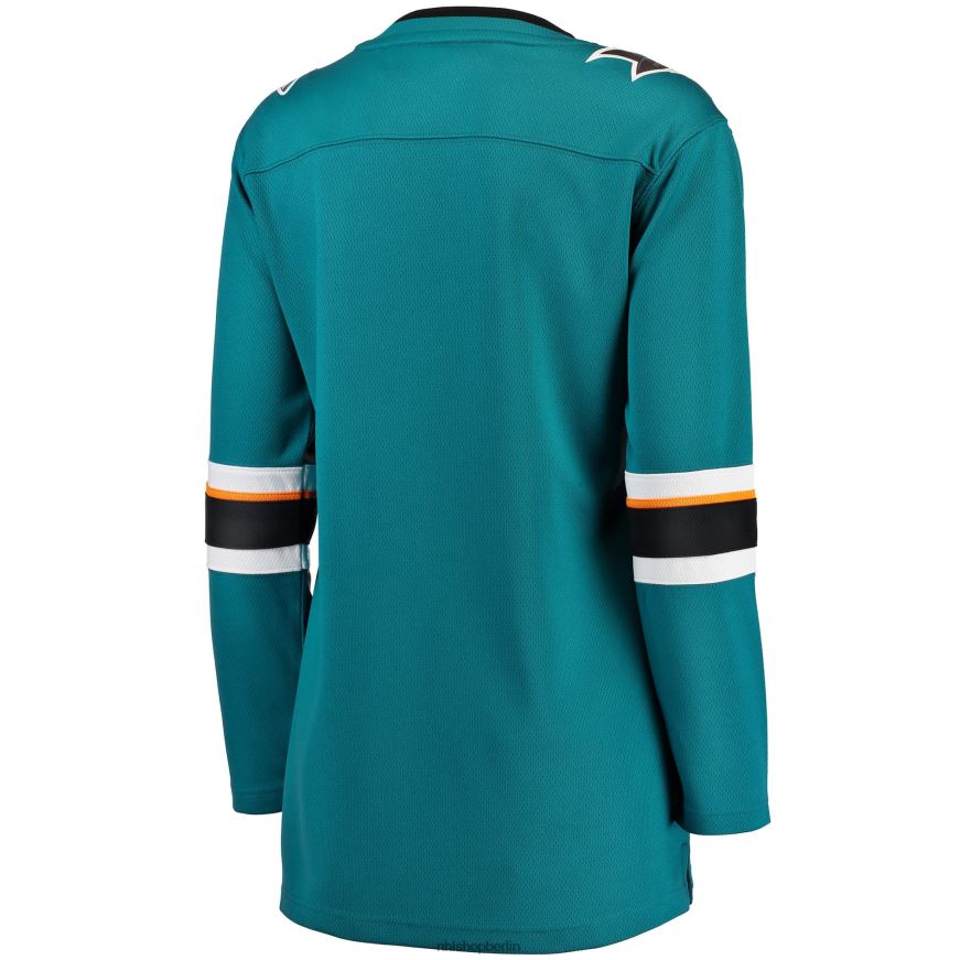 Frauen NHL Blaugrünes Breakaway-Auswärtstrikot der San Jose Sharks mit Fanatics-Logo Kleidung BF680T2234