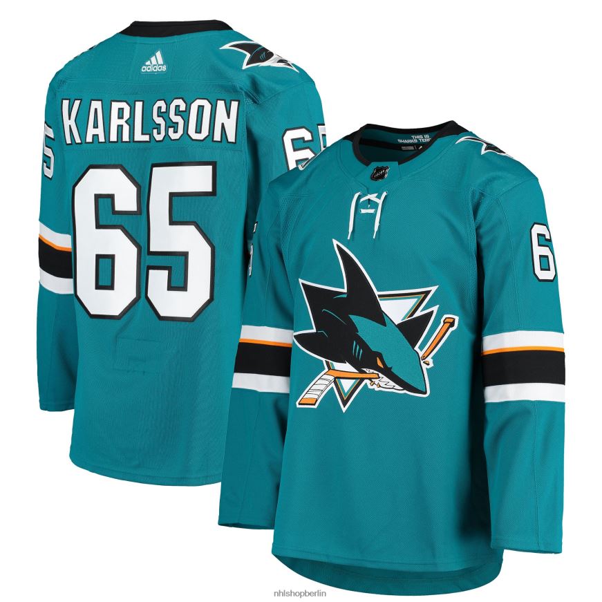 Frauen NHL Blaugrünes Breakaway-Heimspieler-Trikot der San Jose Sharks mit Fanatics-Logo von Erik Karlsson Kleidung BF680T2304