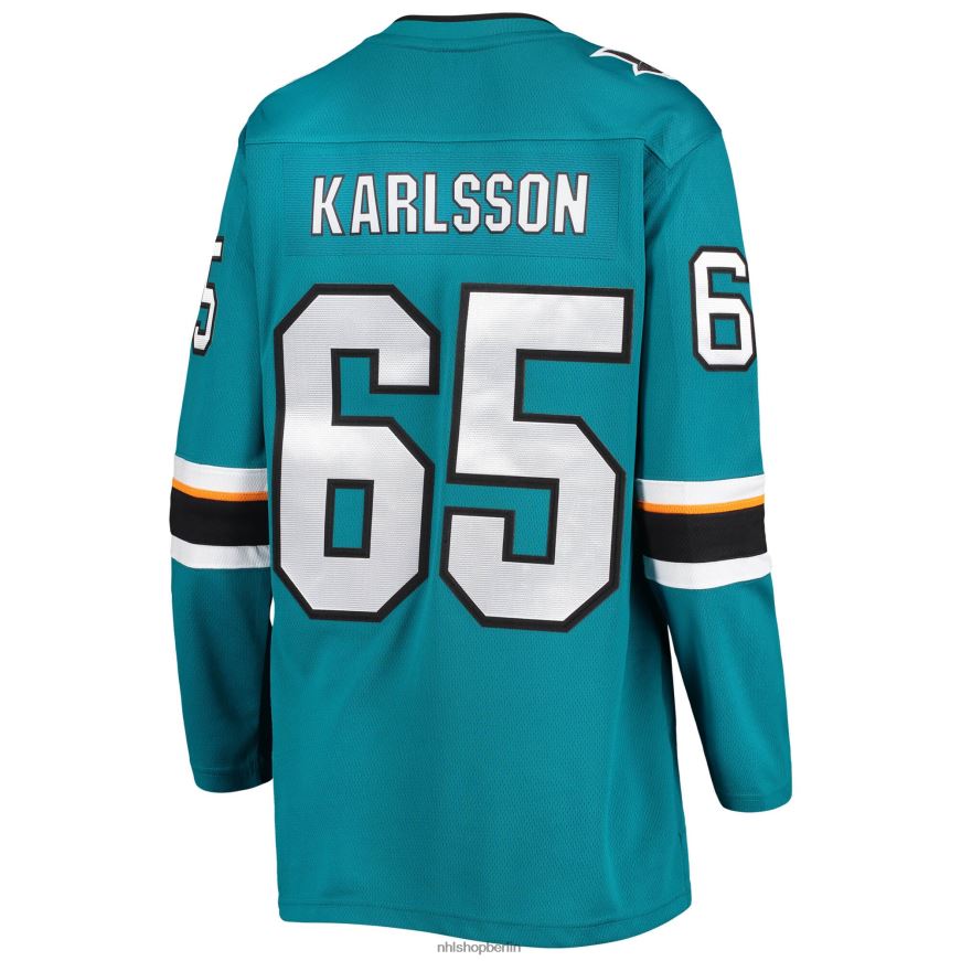 Frauen NHL Blaugrünes Breakaway-Heimspieler-Trikot der San Jose Sharks mit Fanatics-Logo von Erik Karlsson Kleidung BF680T2428