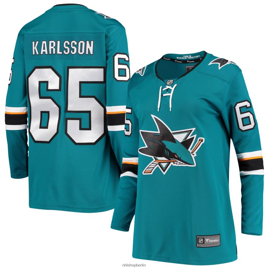 Frauen NHL Blaugrünes Breakaway-Heimspielertrikot der San Jose Sharks mit Fanatics-Logo von Erik Karlsson Kleidung BF680T2320