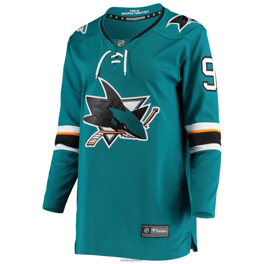 Frauen NHL Blaugrünes Breakaway-Heimspielertrikot der San Jose Sharks mit Fanatics-Logo von Evander Kane Kleidung BF680T2123