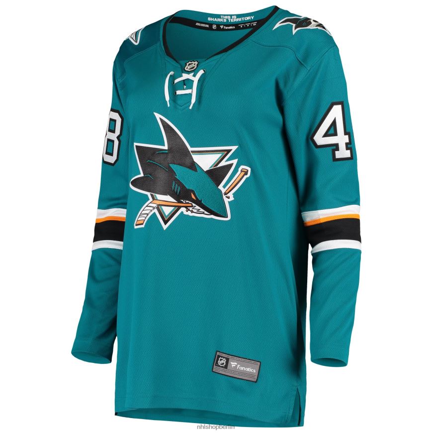 Frauen NHL Blaugrünes Breakaway-Heimspielertrikot der San Jose Sharks mit Fanatics-Logo von Tomas Hertl Kleidung BF680T2435