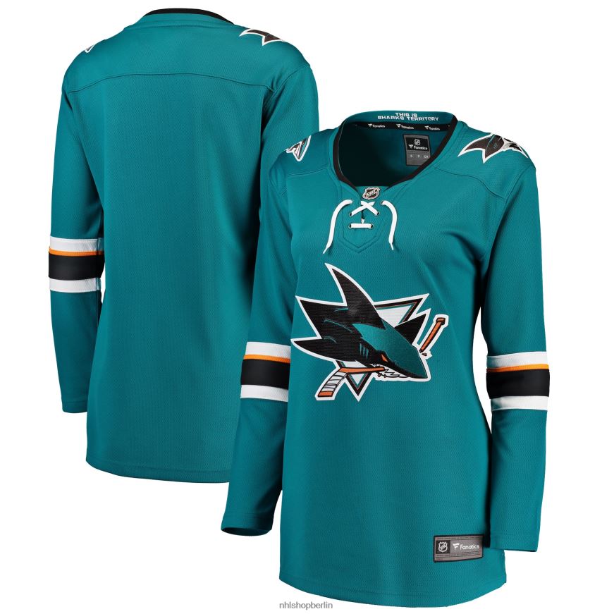 Frauen NHL Blaugrünes Breakaway-Heimtrikot der San Jose Sharks mit Fanatics-Logo Kleidung BF680T849