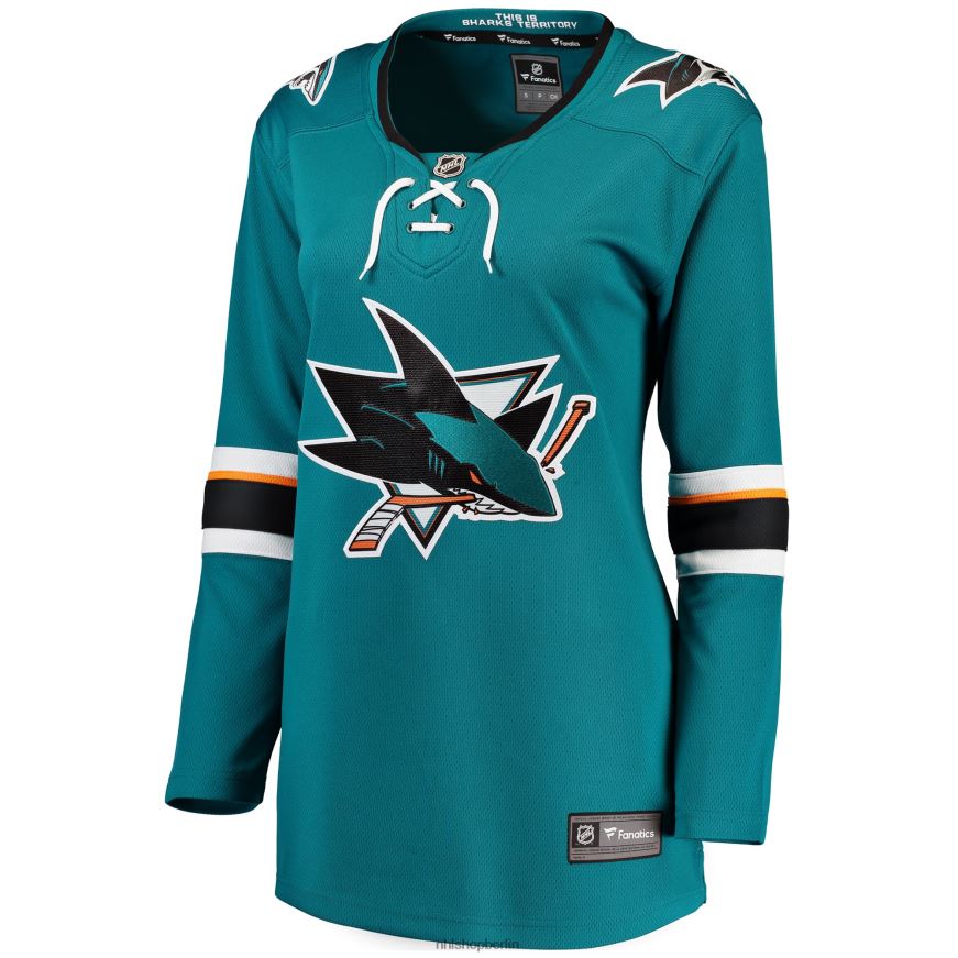 Frauen NHL Blaugrünes Breakaway-Heimtrikot der San Jose Sharks mit Fanatics-Logo Kleidung BF680T849