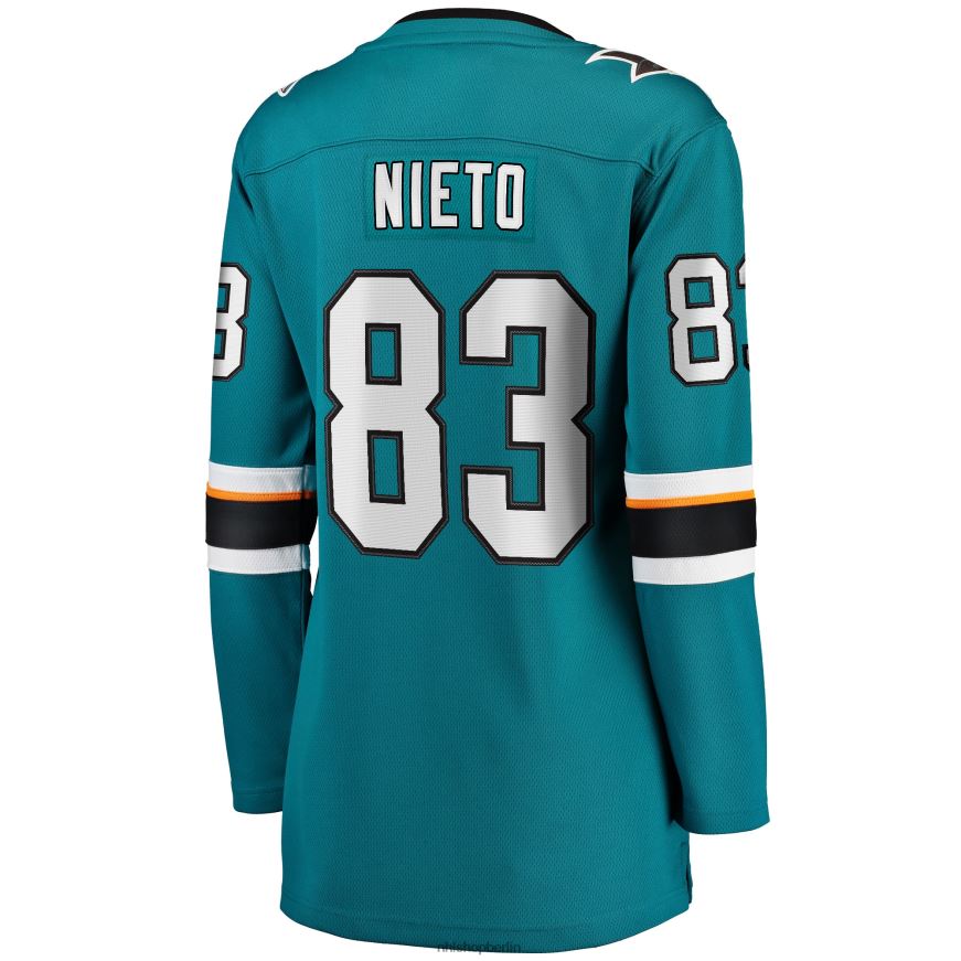 Frauen NHL Blaugrünes Breakaway-Spielertrikot der San Jose Sharks Matt Nieto mit Fanatics-Logo Kleidung BF680T1922