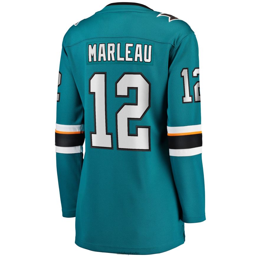 Frauen NHL Blaugrünes Breakaway-Spielertrikot der San Jose Sharks mit Fanatics-Logo von Patrick Marleau Kleidung BF680T895