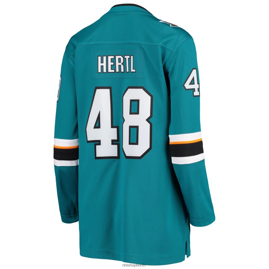 Frauen NHL Blaugrünes Breakaway-Spielertrikot der San Jose Sharks mit Tomas Hertl Fanatics-Logo Kleidung BF680T1932