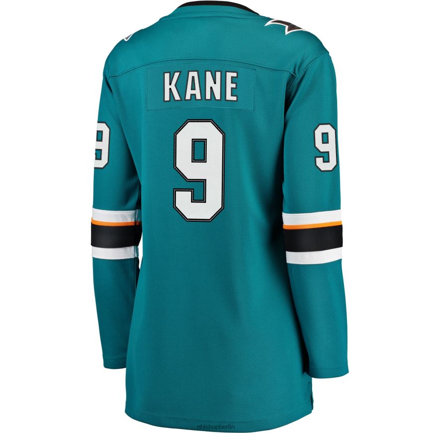 Frauen NHL Blaugrünes Breakaway-Trikot der San Jose Sharks mit Evander Kane Fanatics-Logo Kleidung BF680T1956